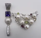  Preview image for 2 STERLING PEARL & GEMSTONE PENDANTS 