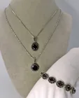  Preview image for GARNET STERLING NECKLACES & BRACELET 