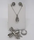  Preview image for WHITE RHINESTONE 925 BROOCH, EARRINGS & 