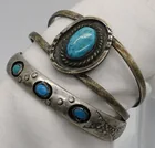  Preview image for 2 STERLING TURQUOISE CUFF BRACELETS 