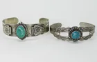  Preview image for TWO VINTAGE 925 TURQUOISE CUFF BRACELETS 