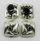  Preview image for 2 PAIR CLIP ON BLACK ONYX STERLING 