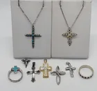  Preview image for 9 STERLING CROSS PENDANTS AND RINGS 