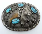  Preview image for NAVAJO 925 TURQUOISE & BEAR CLAW BELT 