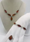  Preview image for 3 PIECE STERLING AMBER GEMSTONE SET 