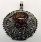  Preview image for LARGE ORNATE STERLING AMBER PENDANT 