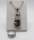  Preview image for STERLING CAT NECKLACE & FASHION RING 