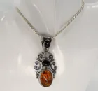  Preview image for AMBER & BLACK ONYX STERLING NECKLACE 