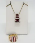  Preview image for GOLD TONE 925 SIMULATED RUBY SET 