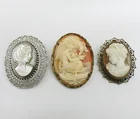  Preview image for 3 STERLING VINTAGE CAMEO BROOCHES 