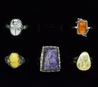  Preview image for FIVE VINTAGE 925 RINGS WITH GEMSTONES 