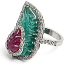  Preview image for 18K Gold Carved Emerald Ruby & Diamond 