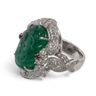 Preview image for Signed 18K Gold Carved Emerlad Ruby & 