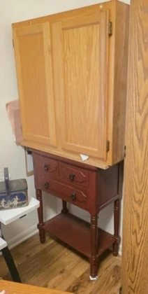 Lot# 108 - Nightstand, Cupboard, Sewing 