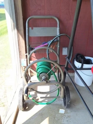 Lot# 201 - Rolling Hose Reel with Hose