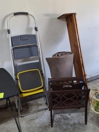 Lot# 306 - Step Ladders, Wood Wall Shelf