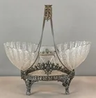  Preview image for Floral Pressed Glass Silver Plated 