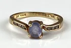  Preview image for Signed 14K Yellow Gold Amethyst Diamond 