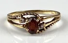  Preview image for Signed 10K Yellow Gold Garnet Diamond 