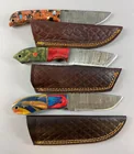  Preview image for Group of 3 Custom Damascus Steel Fixed 