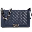  Preview image for Chanel Large Boy Bag Blue Caviar Leather 