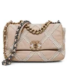  Preview image for Chanel "19" Beige Pebbled Leather White 