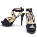  Preview image for Prada Black Suede & Gold Leather Heels 