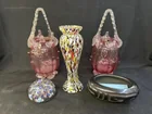  Preview image for Lot# 89 - Art Glass Baskets w/ Paperweig 