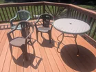  Preview image for round patio table and 3 plastic chairs - 