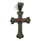  Preview image for Sterling Cross Pendant W Red & Marcasite 