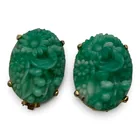  Preview image for Pair Of Vintage Carved Green Hardstone 