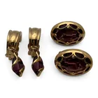  Preview image for 2 Pairs Of Gold Tone Purple Stone 