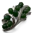  Preview image for Silver Tone Green Jade Cabochon Brooch 