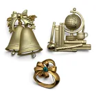  Preview image for 3 Vintage Gold Tone Fashion Brooches 