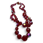  Preview image for Vintage Red Glass Bead Fashion Necklace 