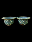  Preview image for 2 Large Chinese Blue Cloisonne Bowls 