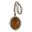  Preview image for Gold Tone Orange Stone Cameo Pendant 
