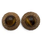  Preview image for Pair Of Gold Tone Tiger's Eye Clip 