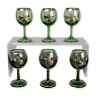  Preview image for 6pc Bohemia Gilded Green Glass Cordials 