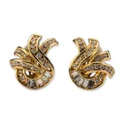  Preview image for Pair of Gold Toned Rhinestone Swirl Clip 