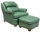 Preview image for Woodmark Green Leather Chair and Ottoman 