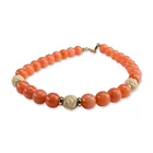  Preview image for 14K Gold Salmon Coral and Carved Bead 