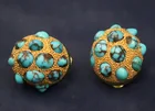  Preview image for PAIR EGYPTIAN YELLOW GOLD AND TURQUOISE 