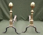  Preview image for PAIR AMERICAN BRASS LEMON-TOP ANDIRONS - 