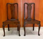  Preview image for PAIR QUEEN ANNE OAK PLANK-SEAT 