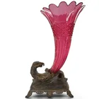  Preview image for Pink Glass Eagle-Mounted Cornucopia Vase 