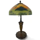  Preview image for Art Deco Reverse-Painted Lake Scene Lamp 
