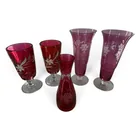  Preview image for Five Cranberry and Amethyst Glass Vases 
