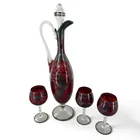  Preview image for Cranberry Glass Silver-Overlay Decanter 
