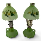  Preview image for Pair Art Deco Green Glass Boudoir Lamps 